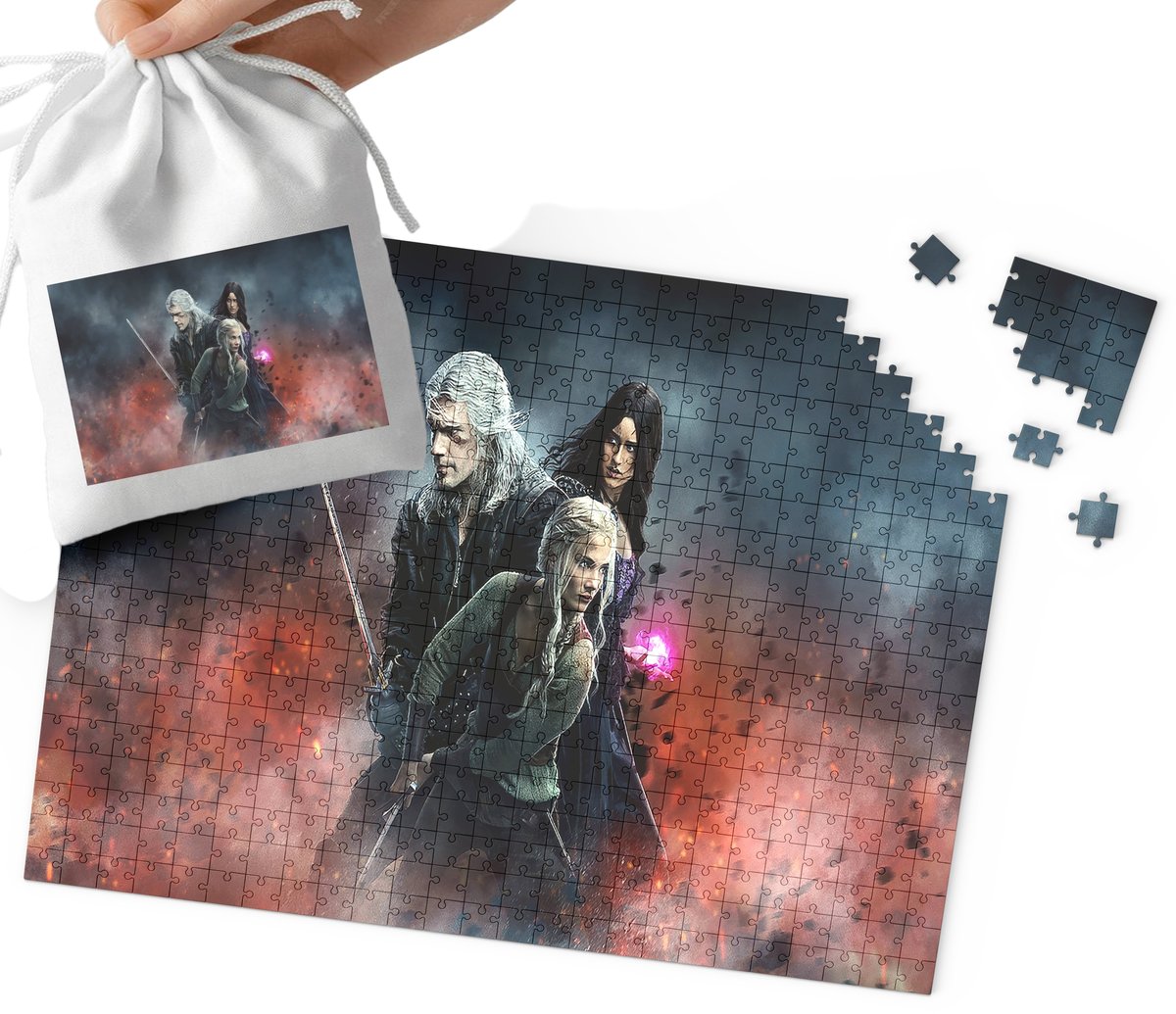 PUZZLE - WIEDZMIN WZORY Z BAJEK I GIER PREZENT DLA DZIECI 24el + WORECZEK