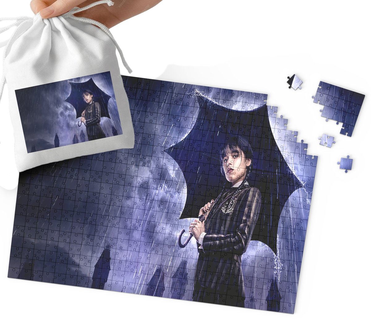 PUZZLE - Wednesday Addams WZORY Z BAJEK I GIER PREZENT 24el + WORECZEK