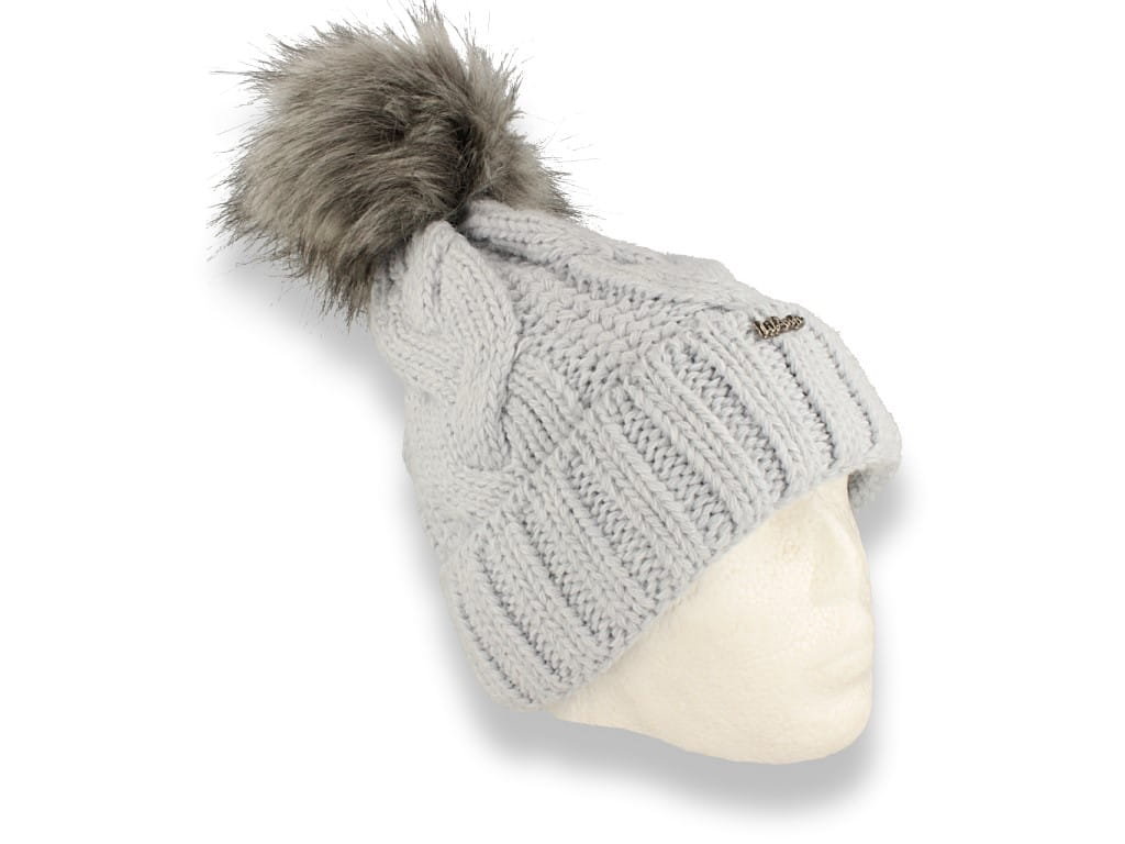 Czapka zimowa z pomponem polska produkcja niebieska ocieplona polarem