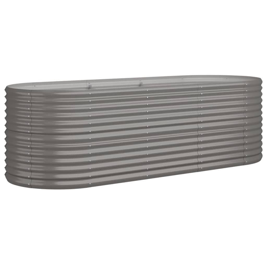 Podwyższona donica, malowana proszkowo stal 224x80x68 cm, szara