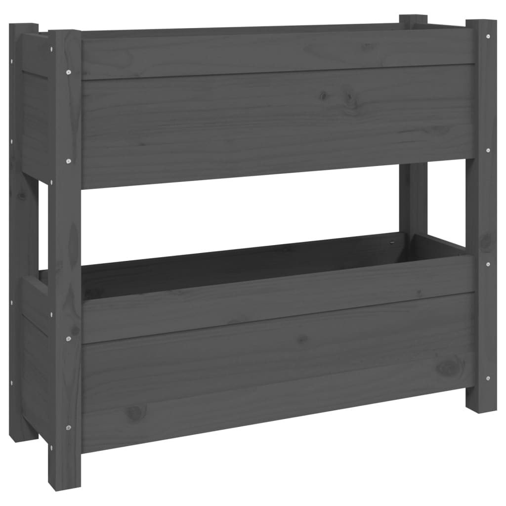 Donica, szara, 77x25x66 cm, lite drewno sosnowe