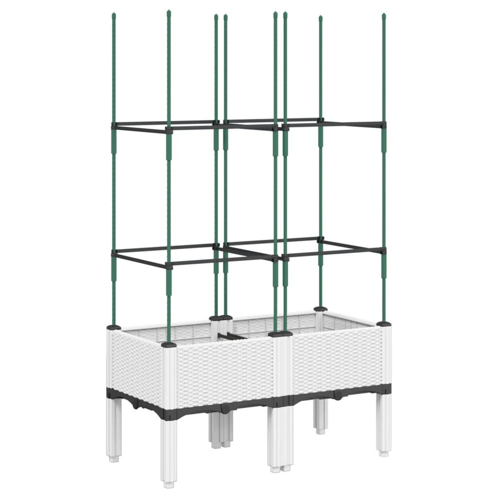 Donica ogrodowa z kratką, biała, 80x40x142,5 cm, PP