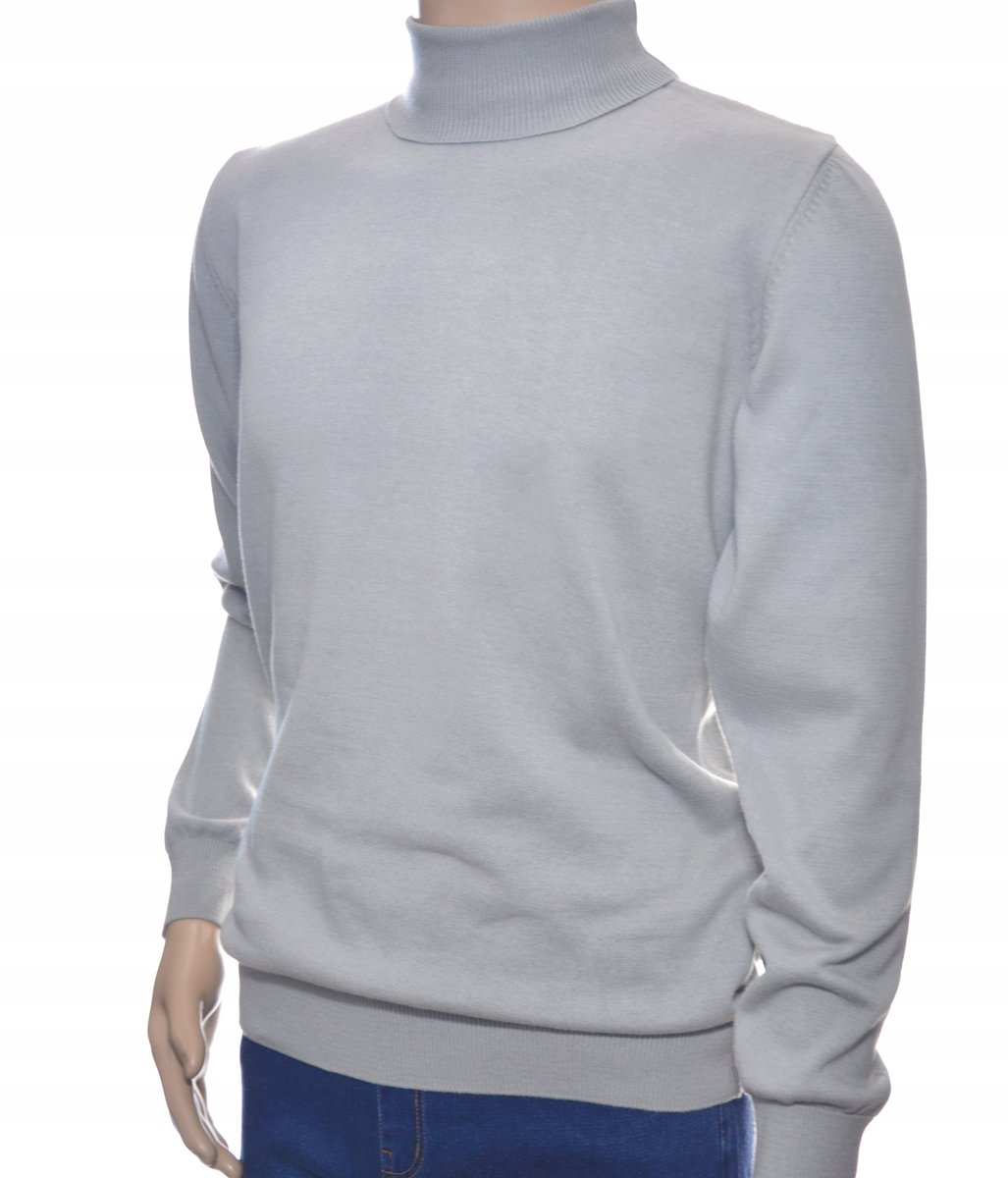 Sweter z golfem golf męski bawełniany pod marynarkę gładki L szary 312