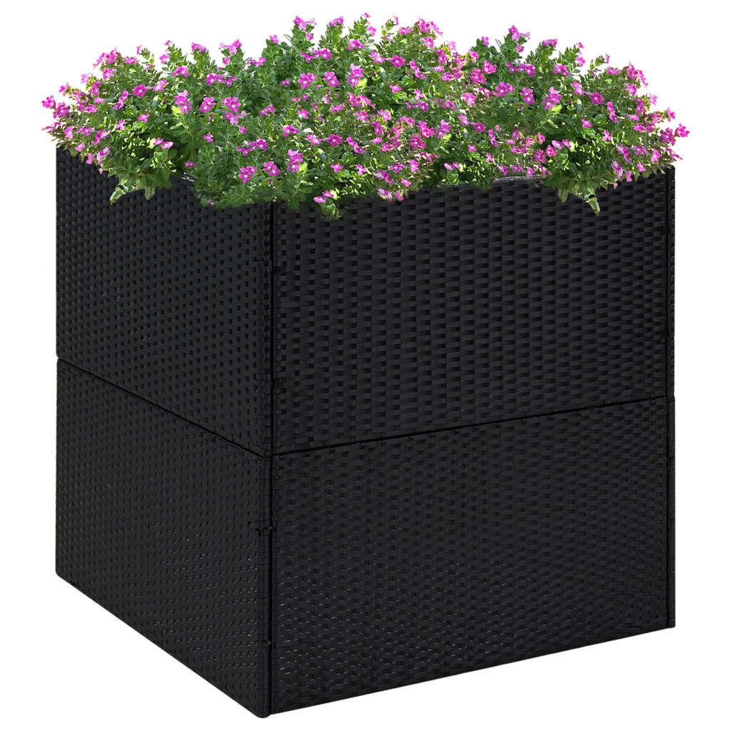 Donica ogrodowa, czarna, 80x80x80 cm, rattan PE