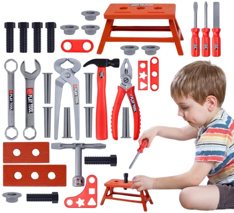 Zestaw Narzędzi Dla Dzieci Mały Majsterkowicz Narzędzia Młotek Klucze 38 Ele