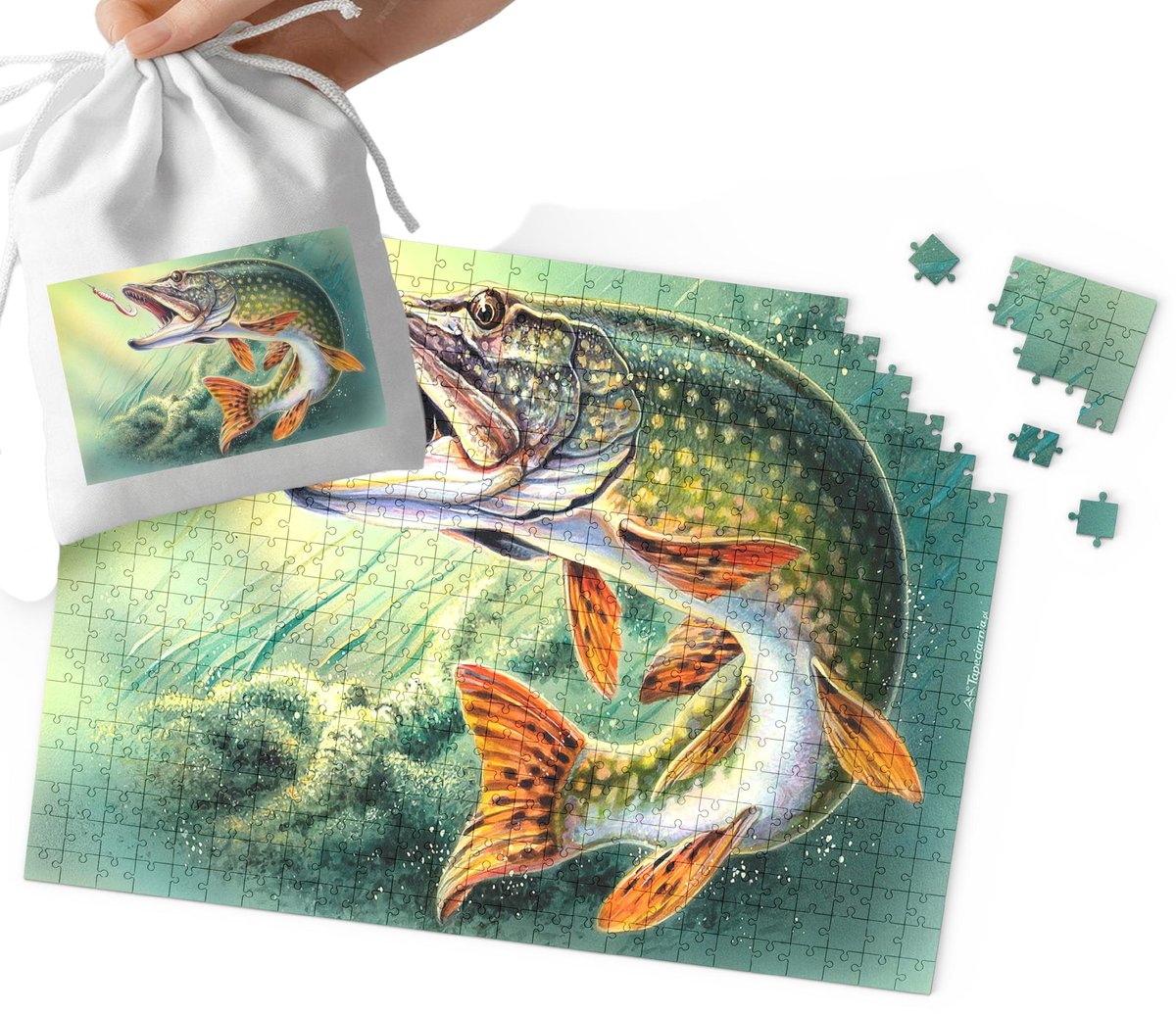PUZZLE TRADYCYJNE - RYBY WĘDKOWANIE DLA FANA WĘDKOWANIA 24el + WORECZEK