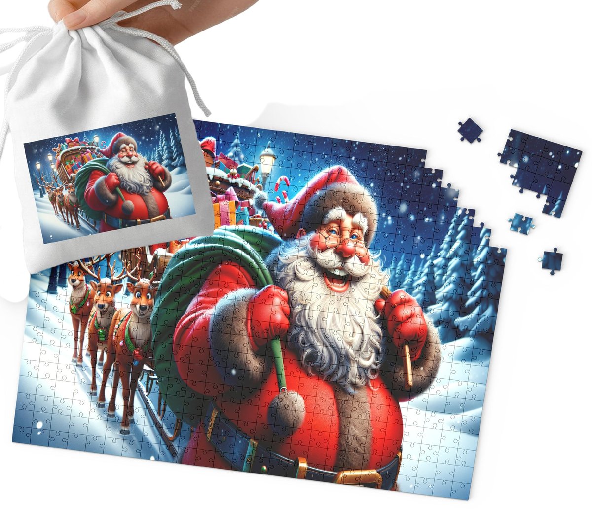 PUZZLE - BOŻE NARODZENIE MIKOŁAJ ŚWIĘTA ŚWIĄTECZNE WZORY 24el + WORECZEK