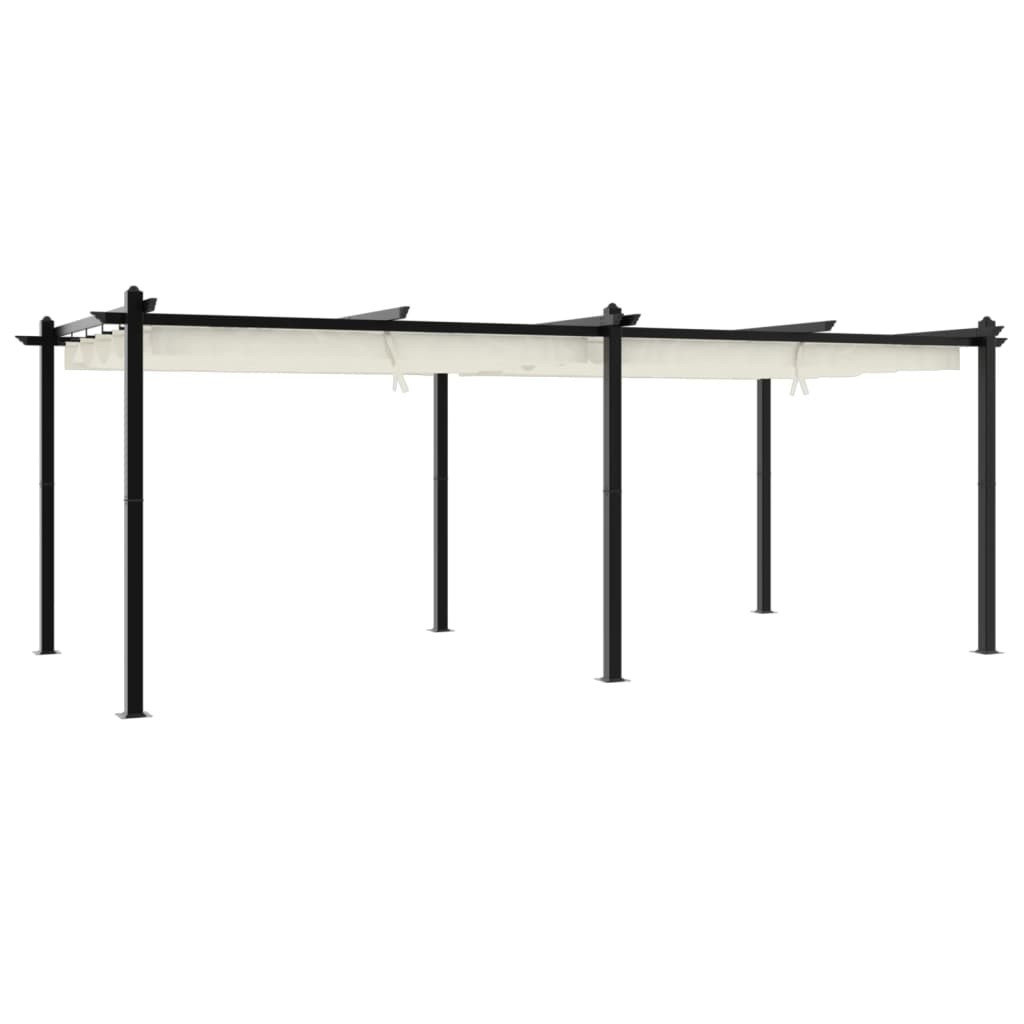 Altana ogrodowa ze zwijanym dachem, kremowa, 3x6 m, aluminium