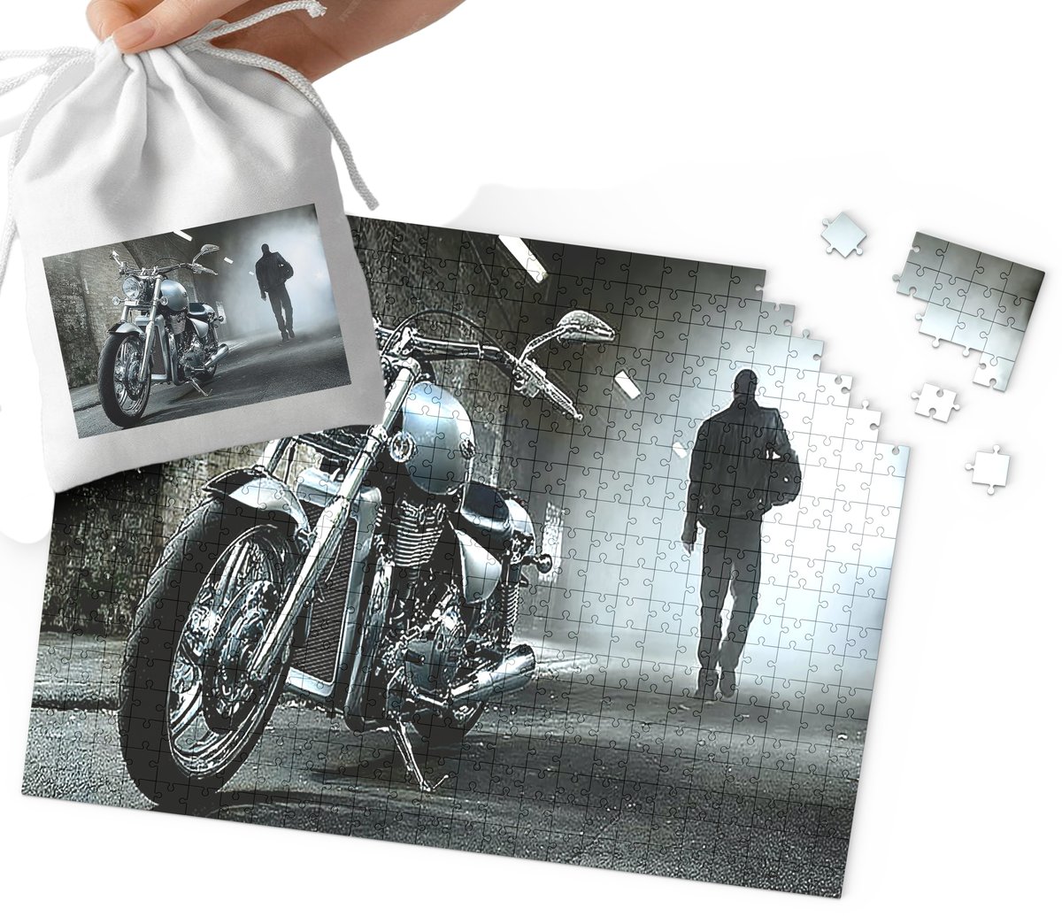 PUZZLE TRADYCYJNE - MOTOR MOTOCYKL MEGA WZORY PREZENT 24el + WORECZEK