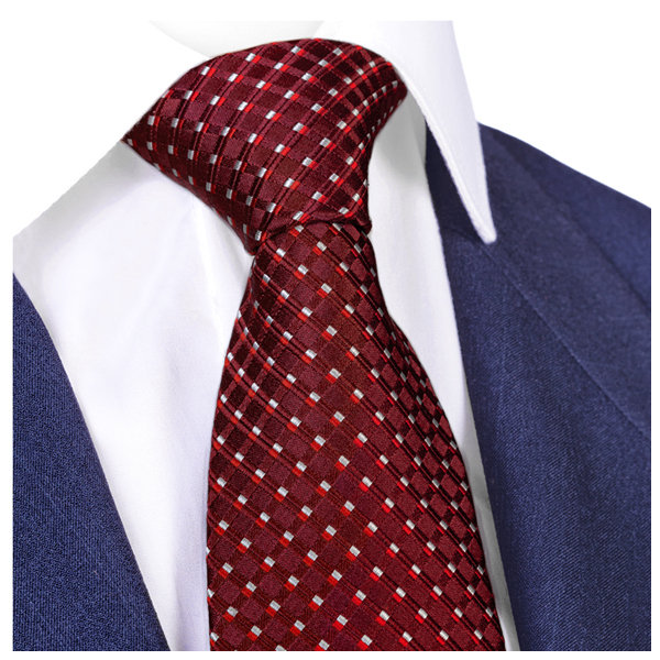NATURALNY JEDWAB 100% Żakardowy Klasyczny Krawat Męski Bordowy GREG kj59
