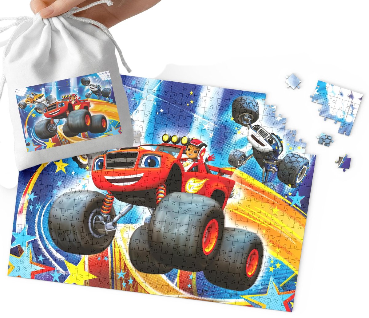 PUZZLE - Blaze i Mega maszyny WZORY Z BAJEK I GIER 24el + WORECZEK