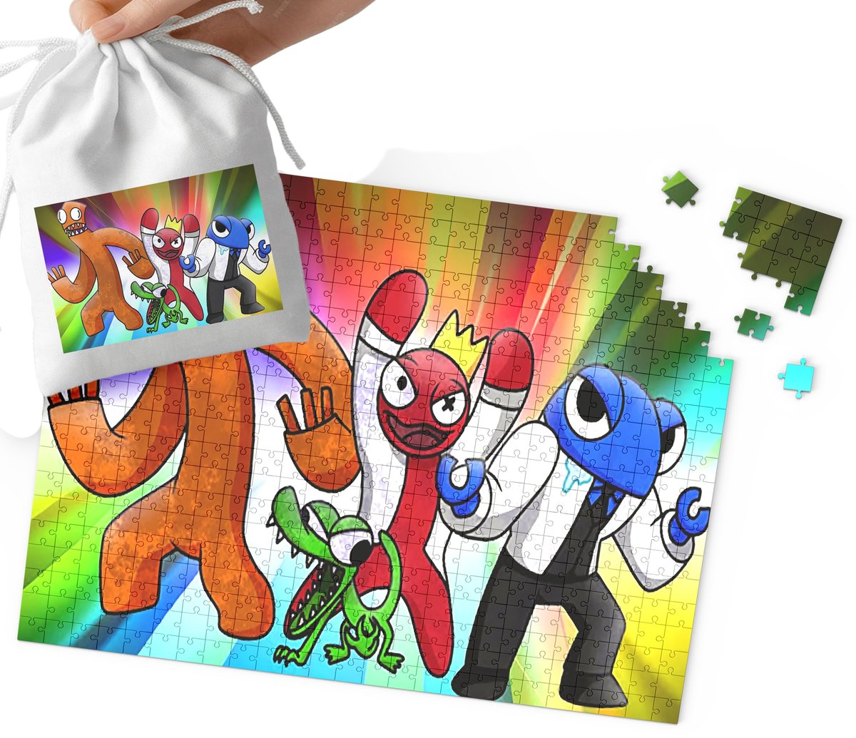 PUZZLE - RAINBOW FRIENDS WZORY Z BAJEK I GIER PREZENT 24el + WORECZEK