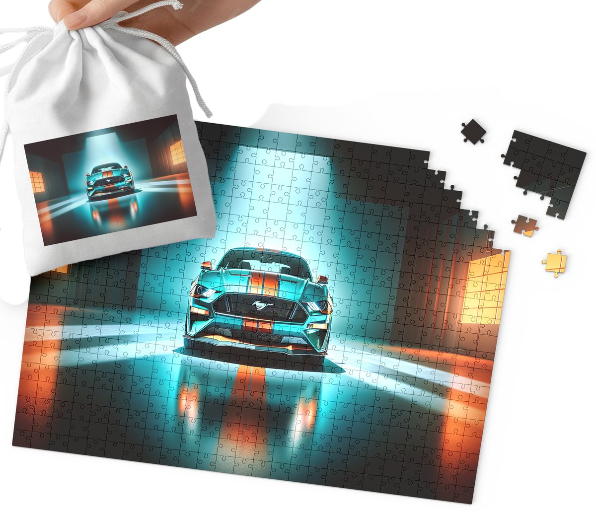PUZZLE TRADYCYJNE - SUPER SAMOCHODY Mustang MEGA WZORY 24el + WORECZEK