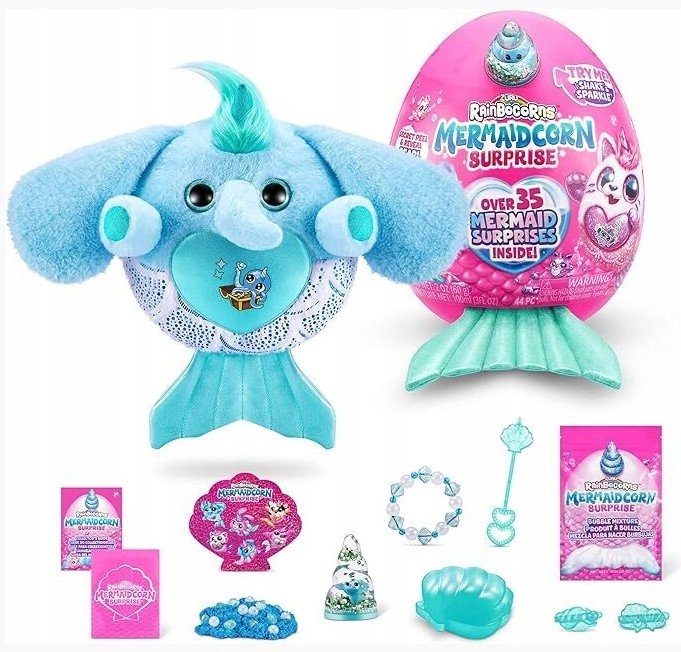 ZURU RAINBOWCORNS MERMAIDCORN SURPRISE PLUSZOWY JEDNOROŻEC Z ZIELONĄ PŁETWĄ