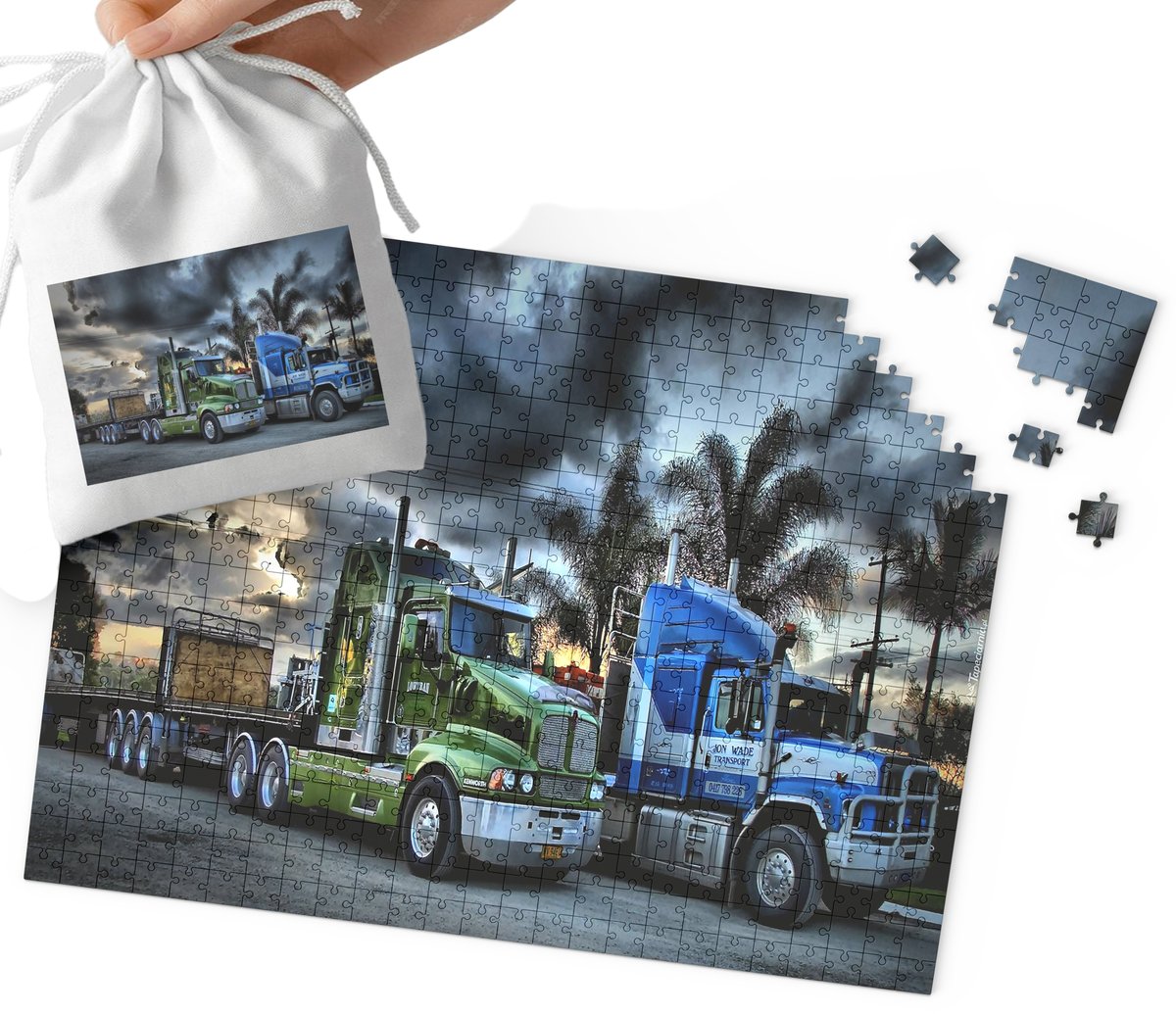 PUZZLE - CIĘŻARÓWKA TIR WZORY DLA CHŁOPCA 24el + WORECZEK