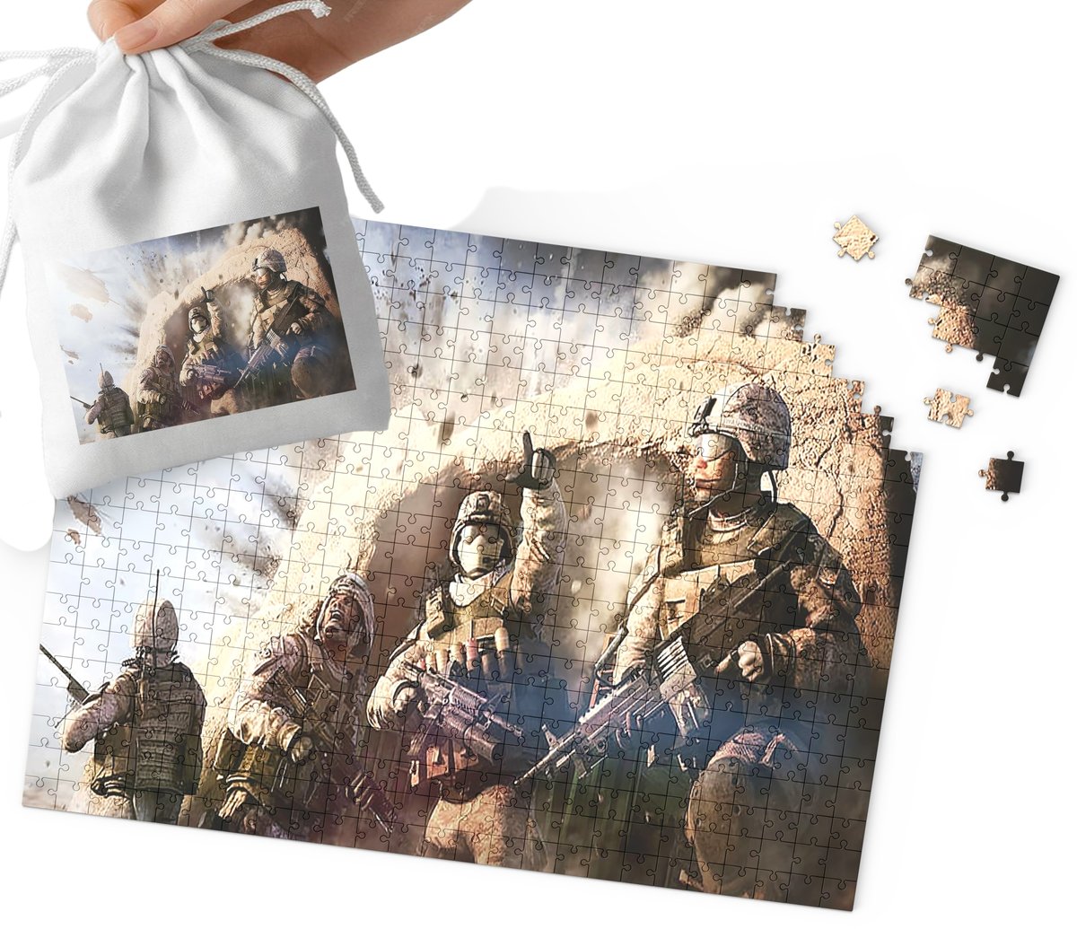 PUZZLE - WOJSKO CZOŁGI MILITARIA WZORY DLA CHŁOPCA 24el + WORECZEK