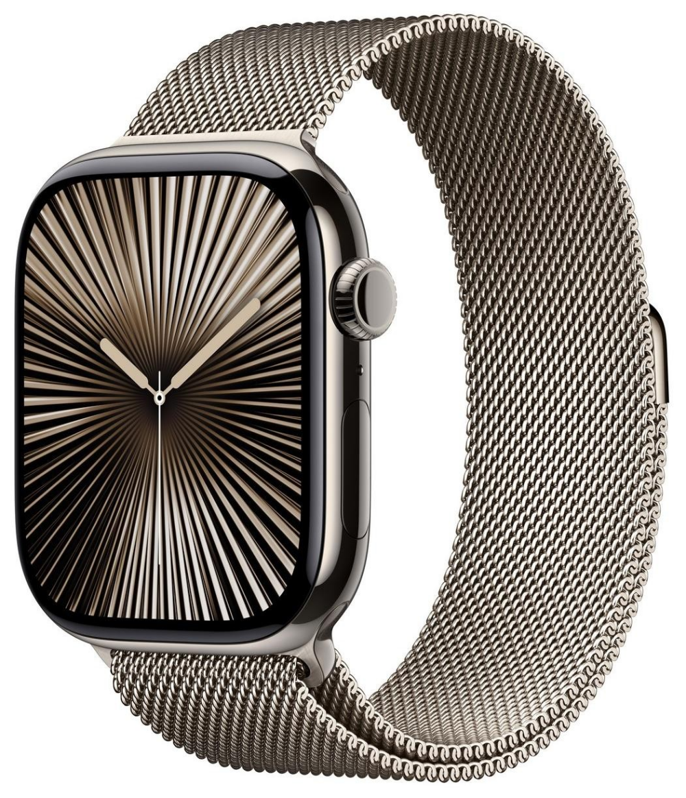 Apple Watch 10 GPS + Cellular 46mm naturalny tytan bransoleta mediolańska Naturalna M/L Złoty