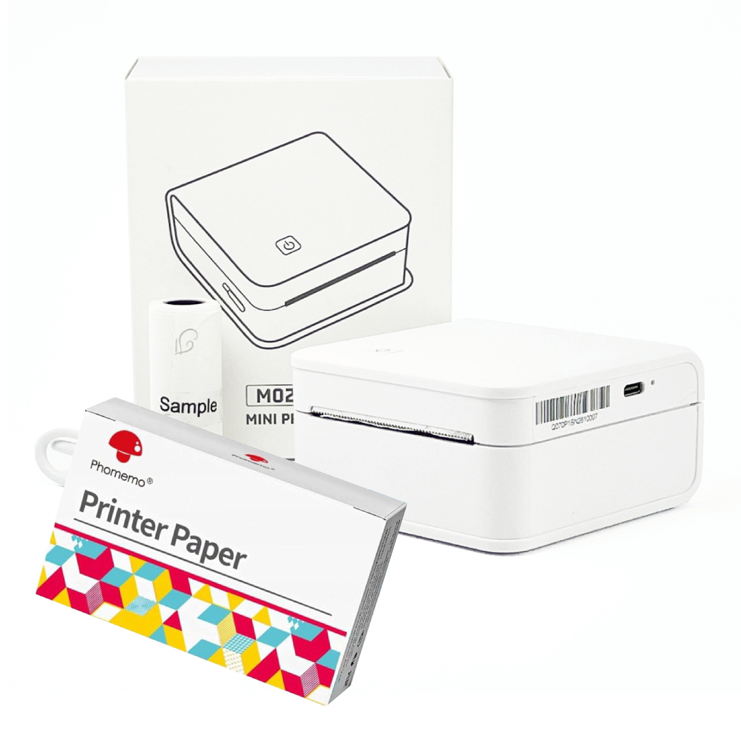 Mini drukarka etykiet Phomemo M02 Pro biała 300dpi / do 53mm / BT / w zestawie z taśmami Q22-RMS2 KUP z zamiennikami i oszczędzaj! - ZADZWOŃ 730 811 399