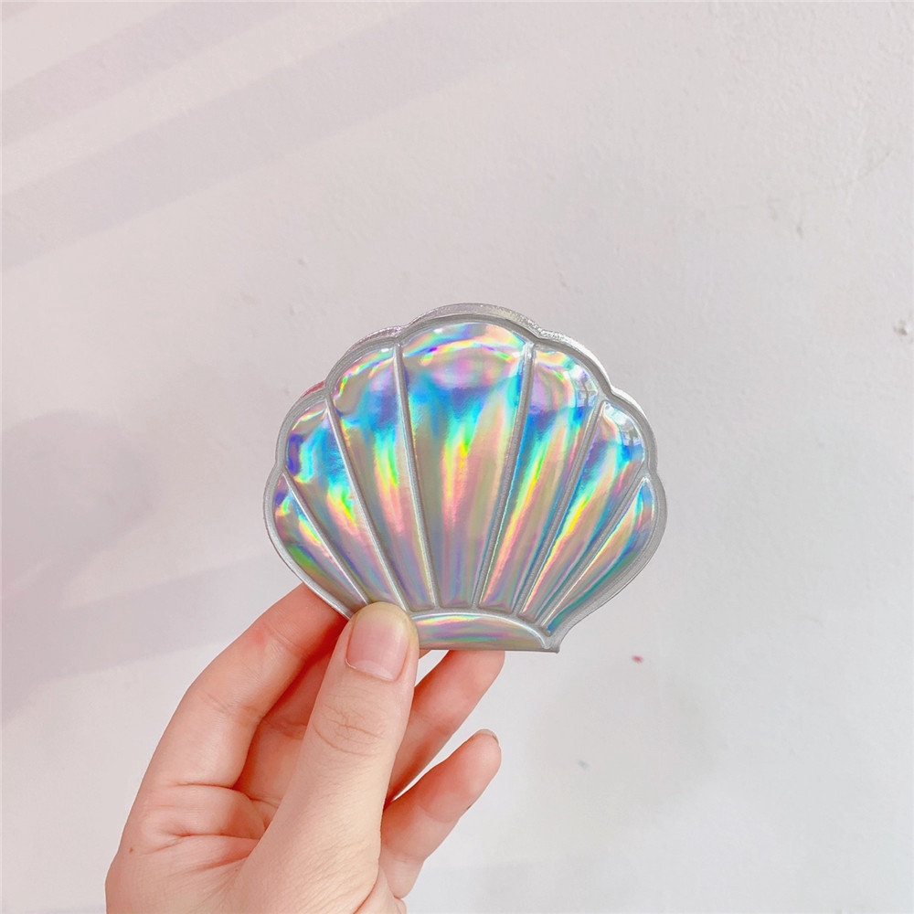 TEMU Muszla Brokat Bling Lustro Dwustronne Składane Kompaktowe Lustro Do Makijażu Fantazja Laser Kolor Akcesoria Do Makijażu Do Podróży Kobiety