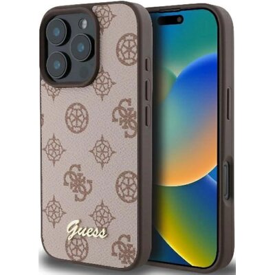 Guess Peony Script Logo do iPhone 16 Pro Max brązowy