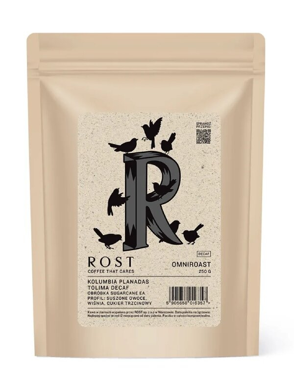 Kawa ziarnista ROST Kolumbia Planadas Tolima Decaf OMNIROAST 250g - Bezkofeinowa