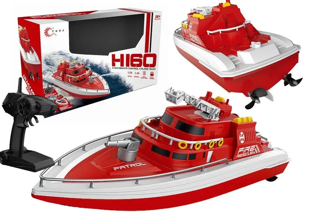 Łódź HI60 zdalnie sterowana R/C 1:28 czerwona - Leantoys