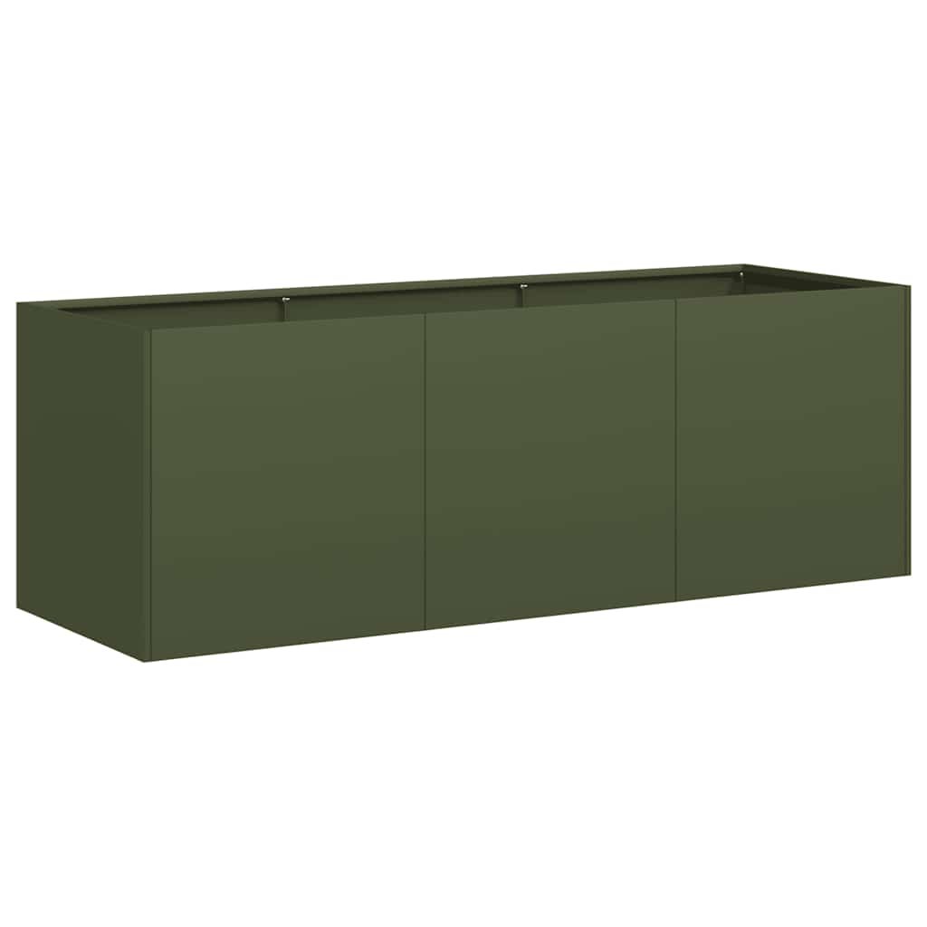 vidaXL Donica, oliwkowa, 120x40x40 cm, stal walcowana na zimno