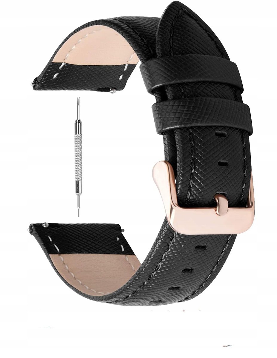 Pasek Do Zegarka z Prawdziwej Skóry 18 mm Czarny