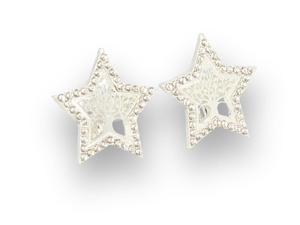 Klipsy do uszu srebrne gwiazda drzewko