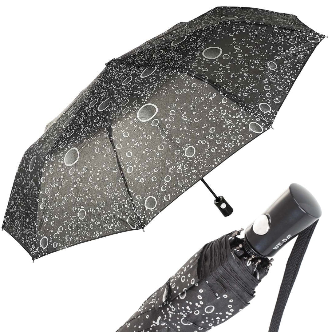 Parasol czarny wzór krople deszczu półautomat