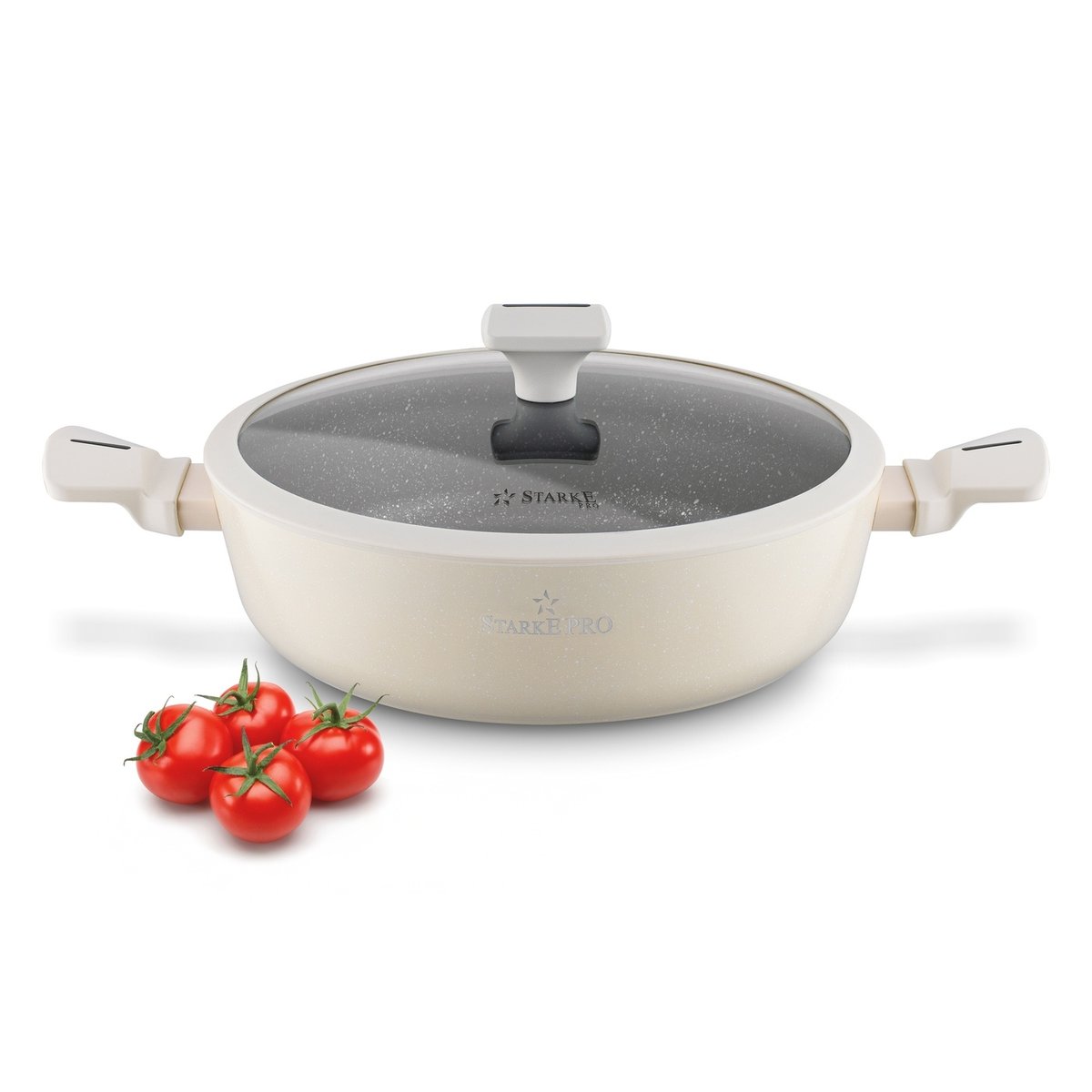 PATELNIA z POKRYWKĄ indukcja GŁĘBOKA krótkie UCHWYTY Starke Pro Brule 28cm