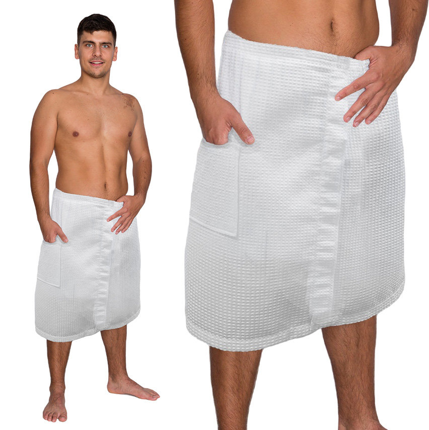 Męski kilt waffle, ręcznik do sauny KILT na rzep S/M 135x65 cm