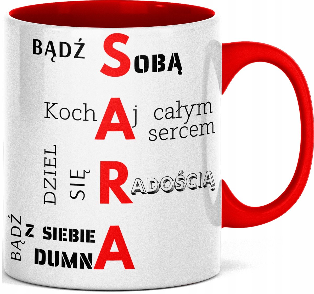 FOTO Kubek imieniem napisem nadrukiem ZDJĘCIEM DLA SARY IMIĘ SARA