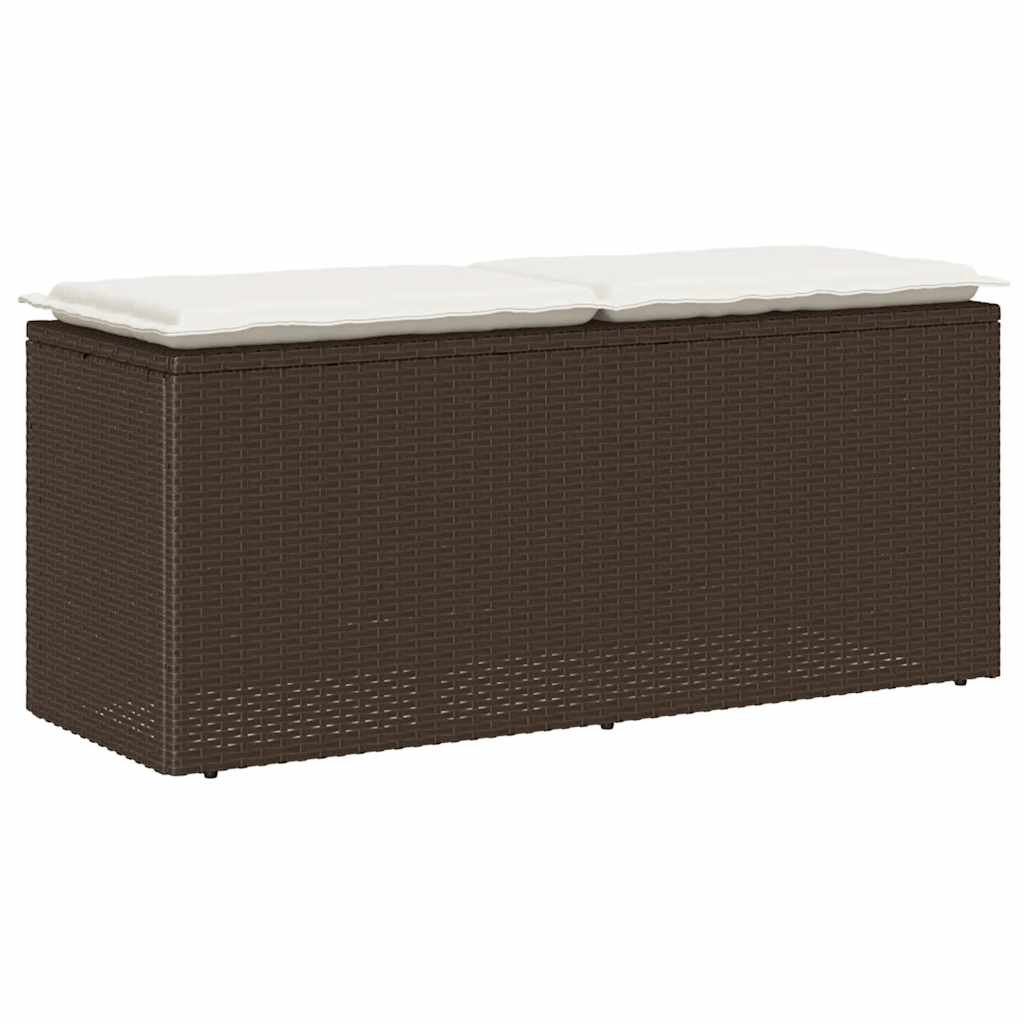 vidaXL Ławka ogrodowa z poduszką Brązowa 110x40x44 cm Polirattan