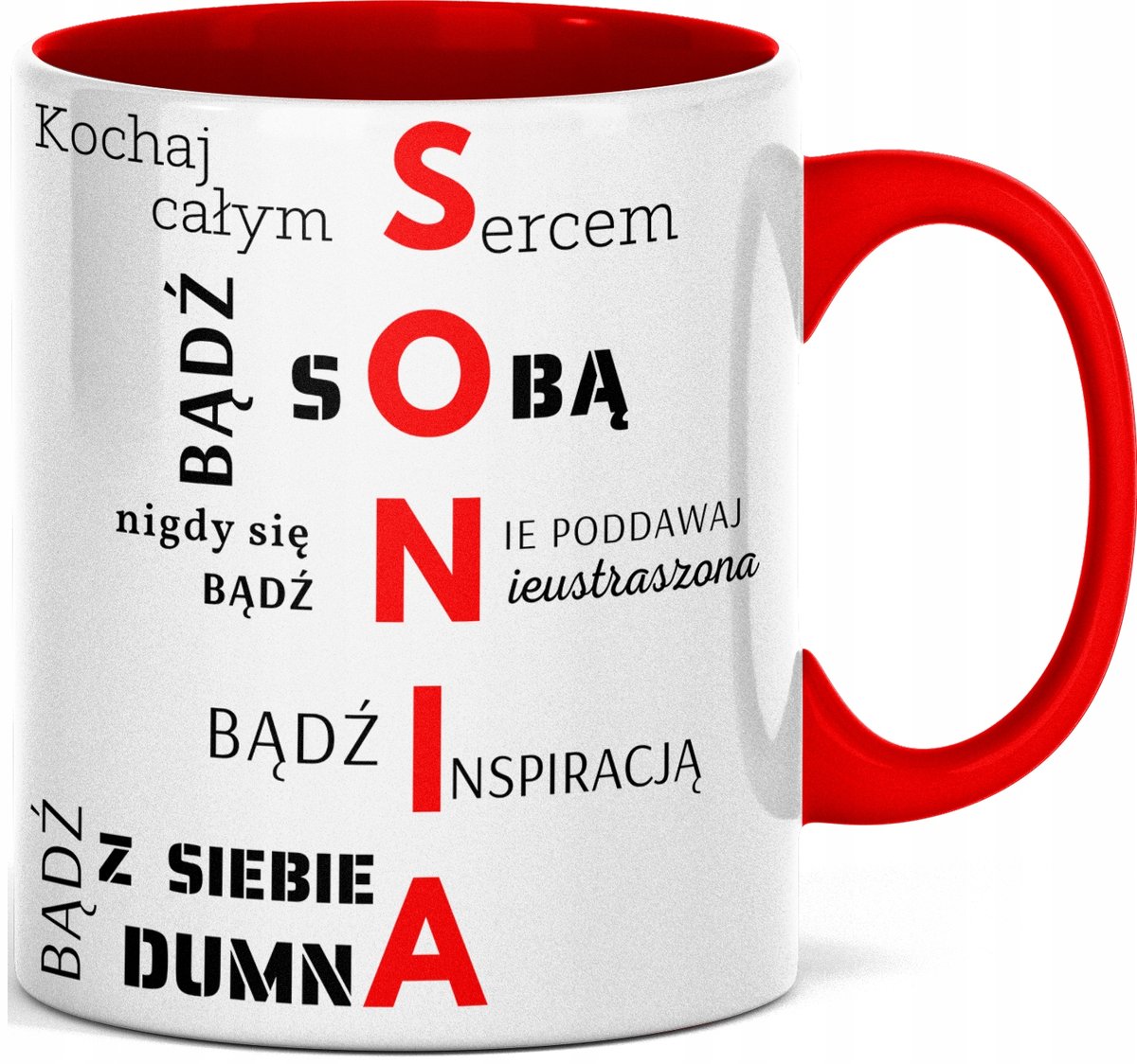 FOTO Kubek imieniem napisem nadrukiem ZDJĘCIEM DLA SONI IMIĘ SONIA