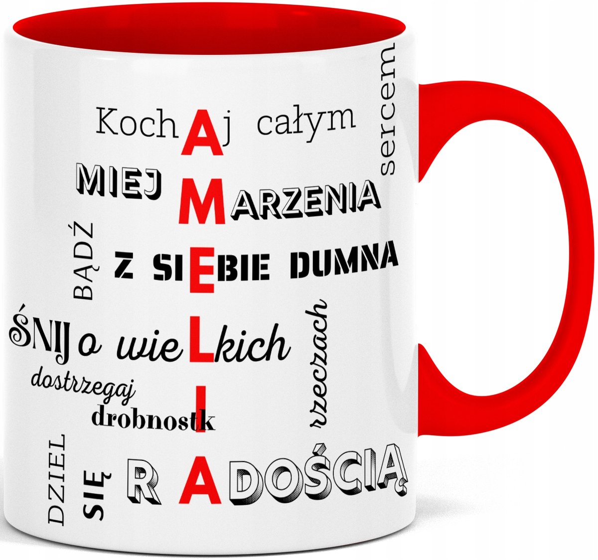 FOTO Kubek imieniem napisem nadrukiem ZDJĘCIEM DLA AMELIA AMELKA DLA AMELII