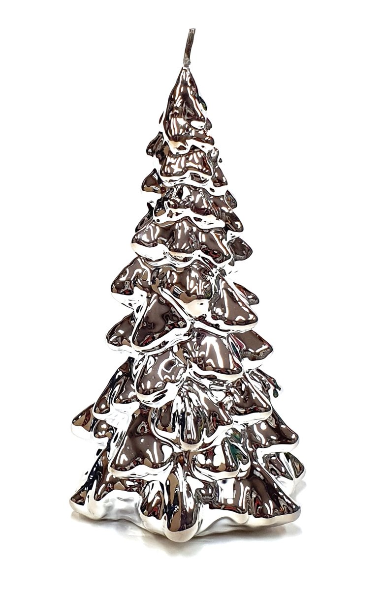ŚWIECA CHOINKA XMAS METALLIC 120x230 mm SREBRNY