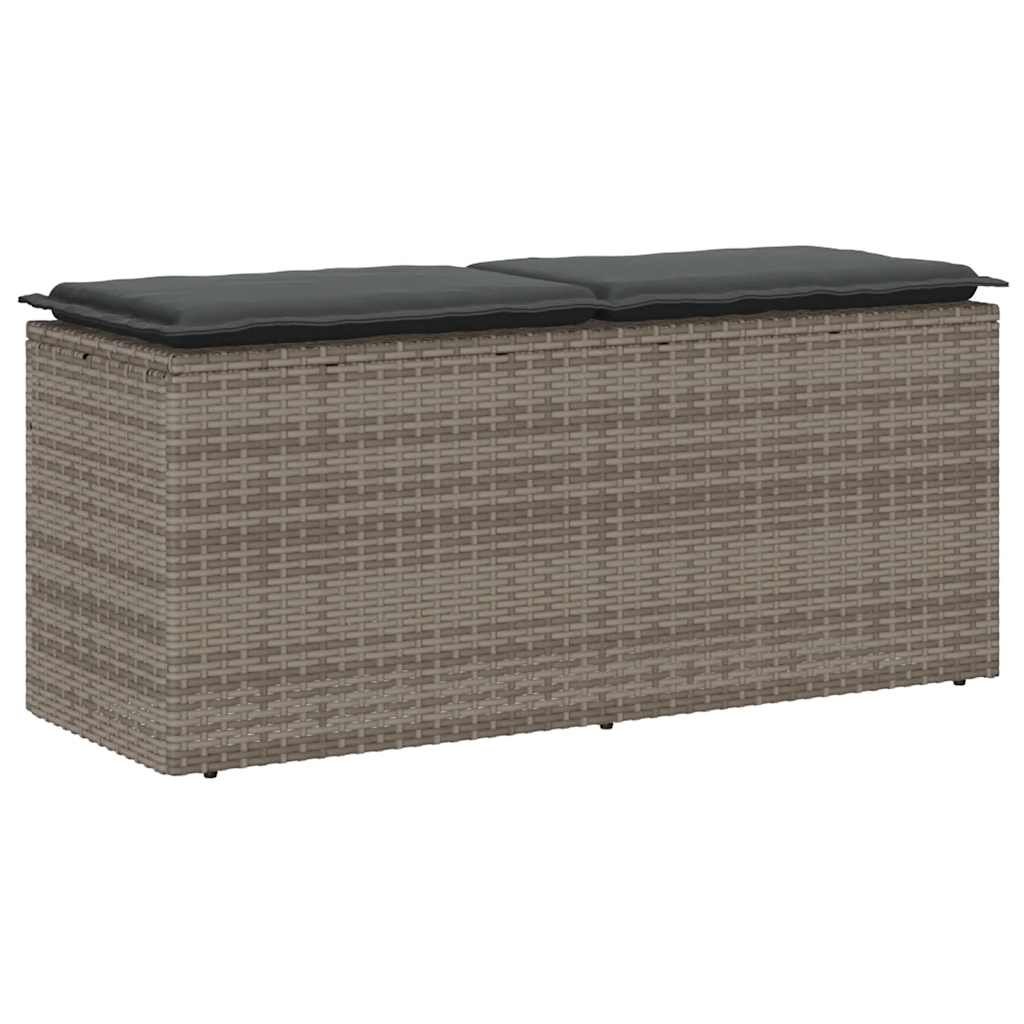 vidaXL Ławka ogrodowa z poduszką Szara 110x40x44 cm Polirattan