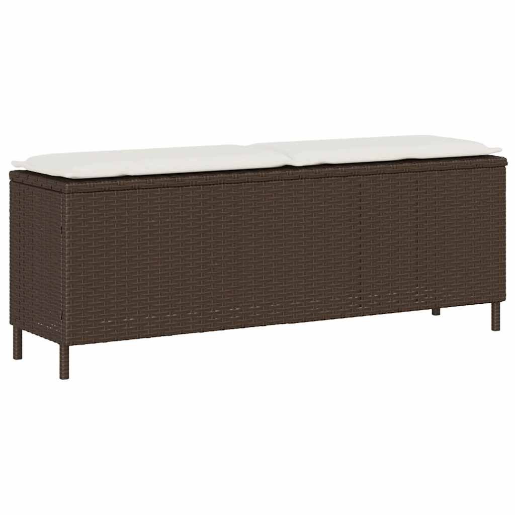 vidaXL Ławka ogrodowa z poduszką Brązowa 110x30x40,5 cm Polirattan