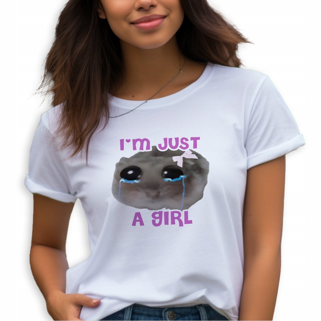 KOSZULKA DAMSKA T-Shirt Biała Na Prezent Urodziny I'M JUST A GIRL Wz XS