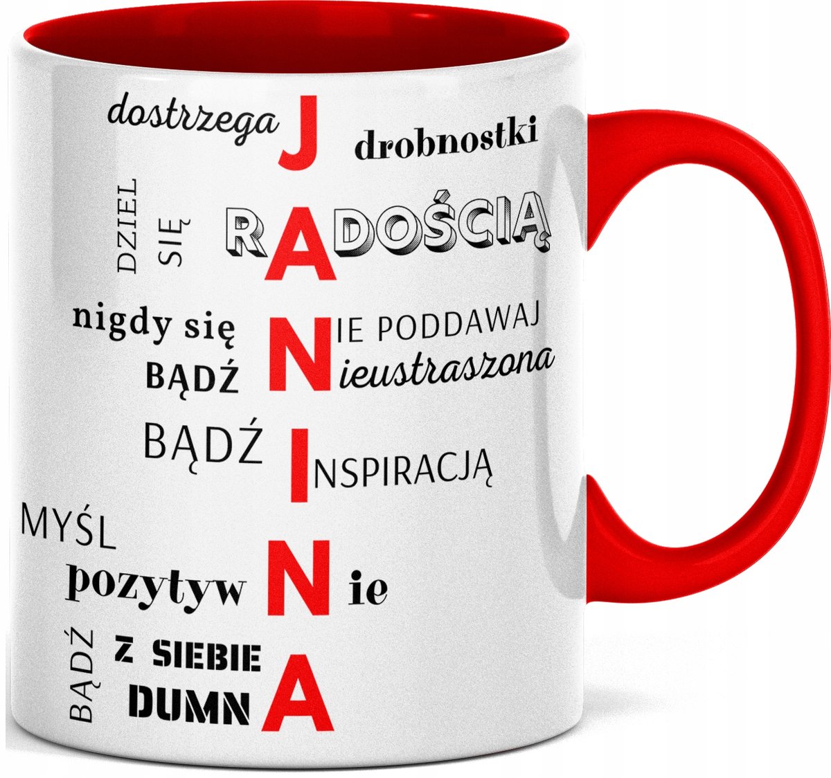 FOTO Kubek imieniem napisem nadrukiem ZDJĘCIEM DLA JANINY IMIĘ JANINA JANKA