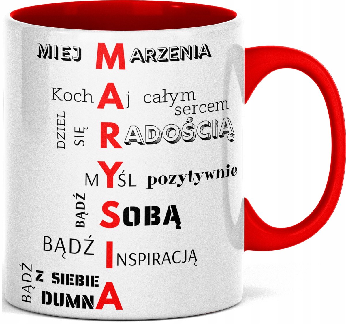 FOTO Kubek imieniem napisem nadrukiem ZDJĘCIEM DLA MARYSI MARII