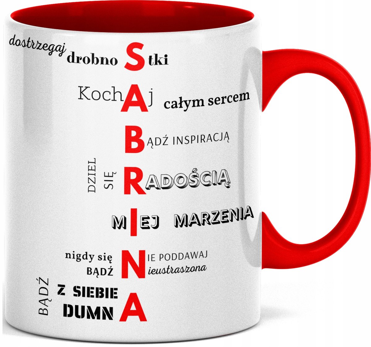 FOTO Kubek imieniem napisem nadrukiem ZDJĘCIEM DLA SABRINY IMIĘ SABRINA