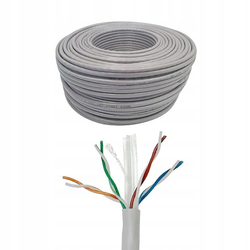Kabel Sieciowy Skrętka Lan Netrack Cat 6 Utp, Szary, 50M , Cca