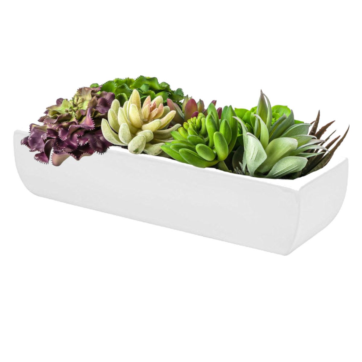Ceramiczna doniczka na sukulenty osłona rynna kaktusiarka biała połysk 31cm