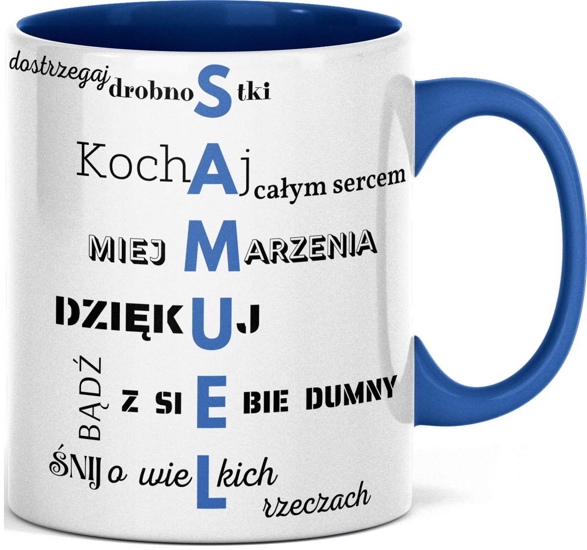 FOTO Kubek imieniem napisem nadrukiem ZDJĘCIEM DLA SAMUELA IMIĘ SAMUEL