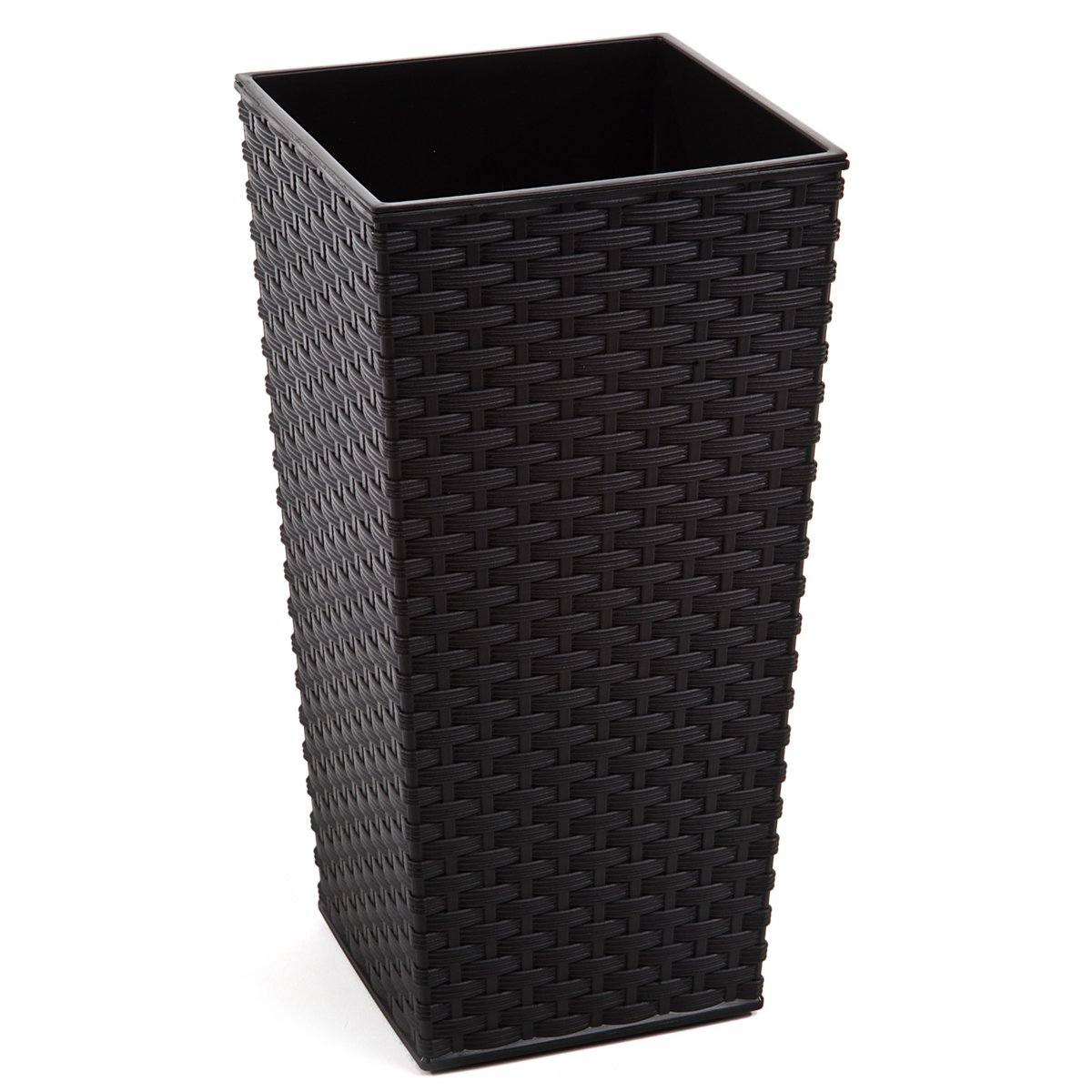 Doniczka wysoka z wkładem rattan Czarny H 465 mm