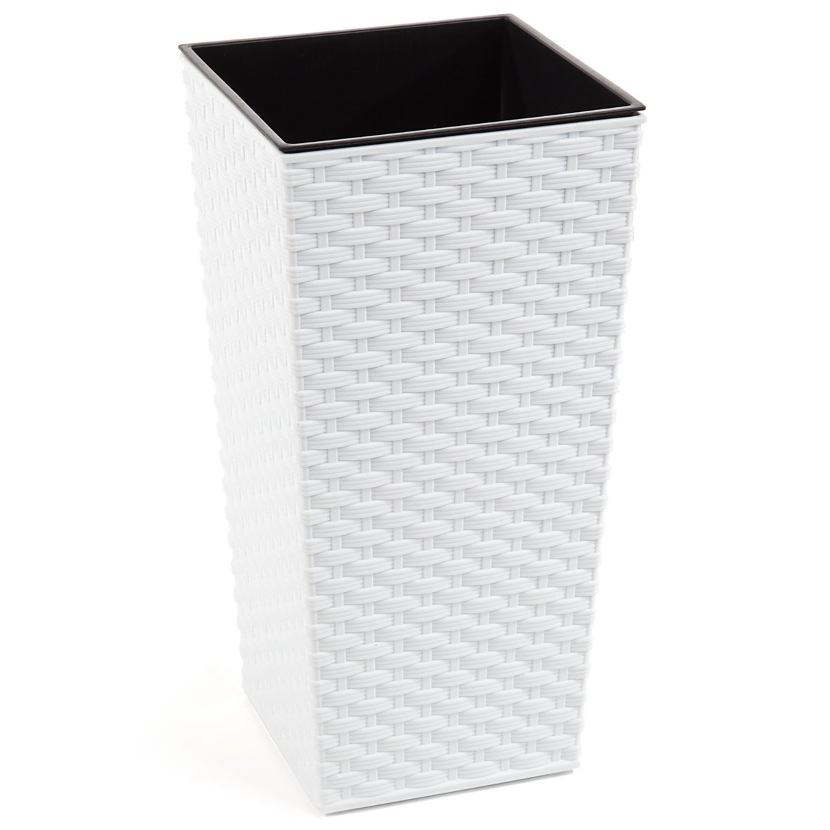 Doniczka wysoka z wkładem rattan Biały H 753 mm