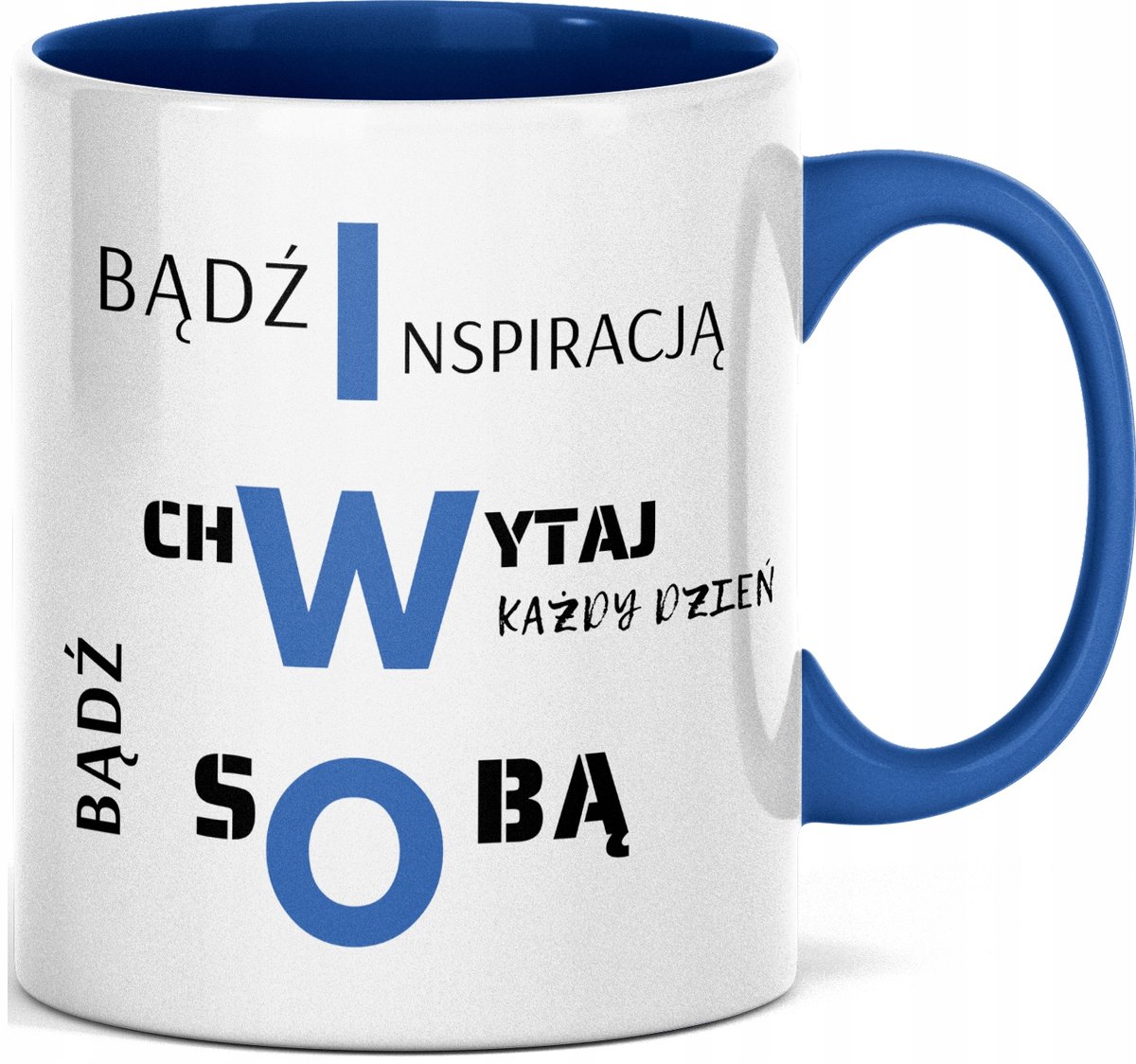FOTO Kubek imieniem napisem nadrukiem ZDJĘCIEM DLA IWO TEKST MOTYWACYJNY