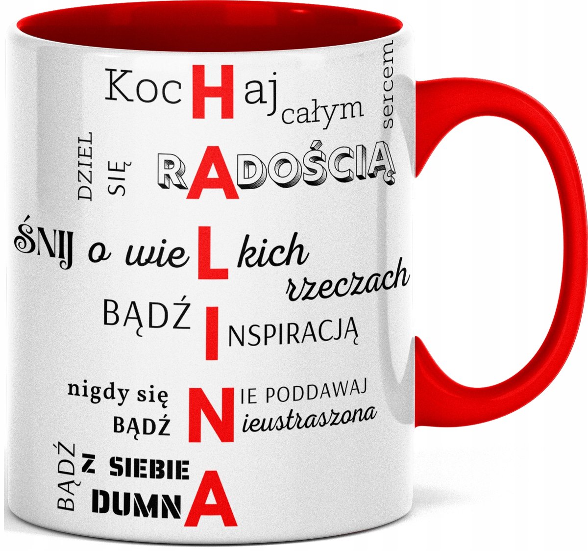 FOTO Kubek imieniem napisem nadrukiem ZDJĘCIEM DLA HALINY IMIĘ HALINA